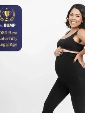 Babybub Maternity Leggings Women XL Black Pockets High Waist Over Belly